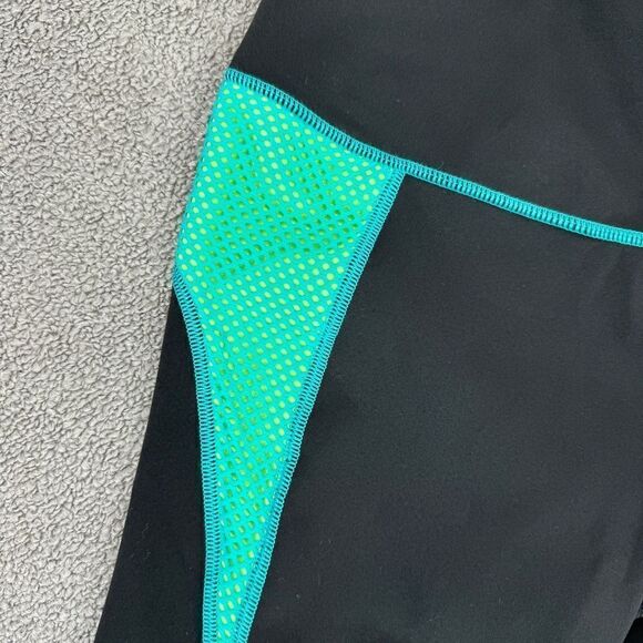 Victoria’s Secret‎ Sport Mesh Accent Ankle Leggings Black Teal Small Mid Rise - Picture 6 of 11